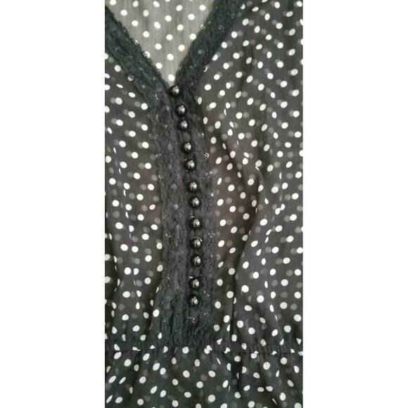 Maurices Women’s Black & White Polka Dot Dolman Sleeve Blouse Size Large - Picture 5 of 12